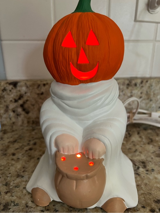 Vintage Other - Vintage Halloween Ghost Lamp With Pumpkin Head